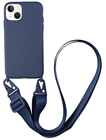 CQUUKOI Crossbody Case for iPhone X/XS with Lanyard, Cute Soft Silicone Phone Case with Adjustable Shoulder Strap, Shockproof Protective Cover for Women Girls, Brick Blue