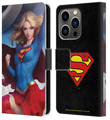Head Case Designs Offizielle Superman DC Comics #12 Variante Supergirl Comic-Kunst Leder-Wallet-Hülle Kompatibel mit Apple iPhone 14 Pro