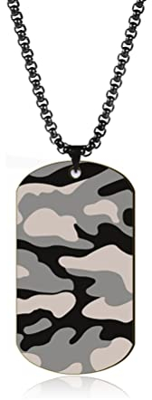 UNIFT Hundemarke Militärische Halskette für Männer Frauen Edelstahl Personalisierte Camouflage Hip Hop Militärische Hund Tags Anhänger Halskette Schmuck Geschenk (schwarz)