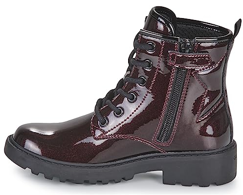Geox J Casey Girl, Caviglia barca Bambine e ragazze, Rosso (Dk Burgundy/Black), 38 EU