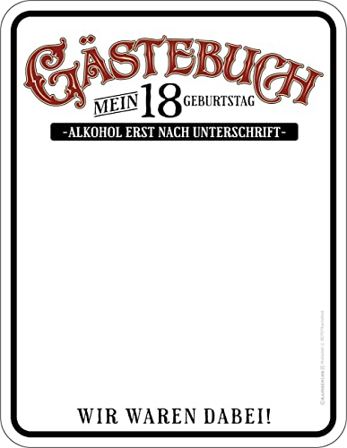 Original RAHMENLOS Deko Blechschild als Gästebuch zum 18. Geburtstag