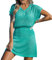 Femme Robe de Plage Crochet Maillot Cache Maillot de Bain Col V Robe Bikini Cover Up Tunique Cache Maillot Ajourée avec Cordon de Serrage Taille(5257-Vert)