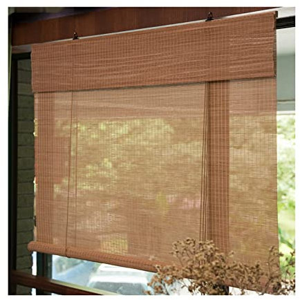 Natural Bamboo Window Blinds, Woven Roman Shades with Valance, Custom Light Filtering Bamboo Roller Shades,For Windows, Balcony, French Doors, Patio Doors, Dining Hall,W180xH280cm/W70.86xH110.23in