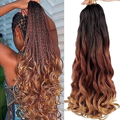 Xtrend 8 Packs French Curls Braiding Hair 18 Inch Pre Stretched Loose Wave Bouncy Braiding Hair Curly For Yaki Texture Precurled Curls Synthetic Hair Extensions(18Inch,1B3027#)