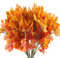 SLFYEE 7 Gabeln 4pcs Künstliche Pflanzen Halloween Deko Herbstblätter Zweige Kunstpflanzen Wetterfest Plastikpflanzen Thanksgiving Dekopflanzen für Balkon Garten Herbst Tischdeko Hause Dekoration