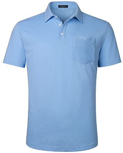 Enlision Light Blue Polo Shirts for Men Adult Short Sleeve Golf Polo Shirt with Pocket Summer Casual t-Shirts XXL