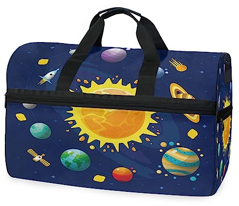 Sonnenplaneten Cartoon Sporttasche Badetasche mit Schuhfach Reisetaschen Handtasche für Reisen Frauen Mädchen Männer