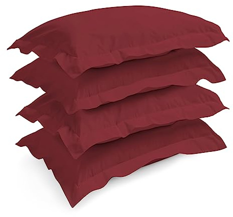 Pizuna Rio Red Pillow Cases 4 Pack Cotton 400 Thread Count 50 x 75 cm | 100% Long Staple Combed Rio Red Cotton Pillow Cases pack of 4 Sateen Weave Pillow Case x (Cooling Pillowcases)