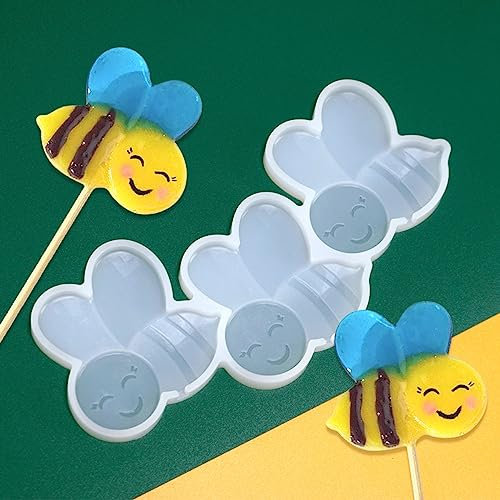 mostsom Lot de 2 moules à sucettes en silicone - Moules à sucettes en forme de fleur en nid d'abeille - Moules à bonbons durs sans bâtons (E _ abeille)