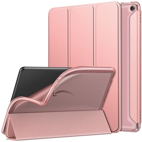 MoKo Hülle für All-New Amazon Fire HD 10 Tablet (13th Gen, 2023 Release) 10.1, Weich TPU Matt Farbig Rückseite für Fire Tablet 10 2023 Multi-Winkel Schlank Smart Hülle, Auto Schlaf/Aufwach, Rosagold