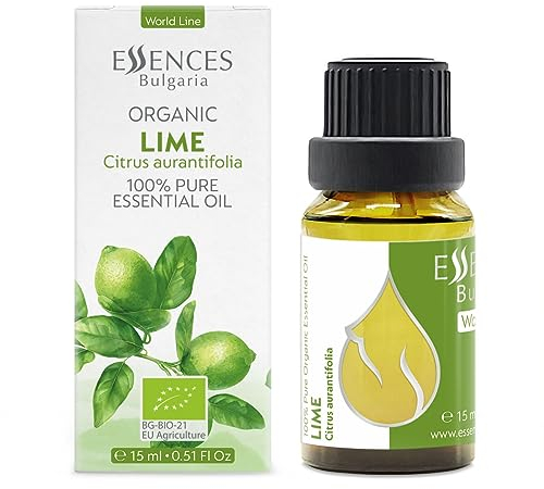 Essences Bulgaria Olio Essenziale di Lime Biologico 15 ml | Citrus aurantifolia | 100% Puro e Naturale | Non Diluito | Grado Terapeutico | Aromaterapia | Cosmetici | Senza crudeltà | Non OGM | Vegano