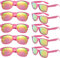 FSMILING 10 Stück Pinke Sonnenbrille Damen Verspiegelt Rosa Bunte Party Sonnenbrillen Set 80er neon Festival Party Brille Pink Für Damen Herren
