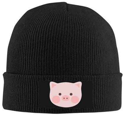 VunKo Unisex Bee Fluffy Beanie für Männer und Frauen Cuffed Plain Knit Hat Winter Weiche Warme Beanies Hüte Kappe, Süßes Schwein, Einheitsgr��e