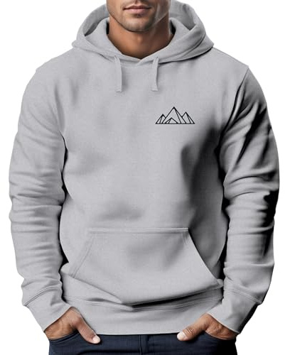 Neverless® Hoodie Herren Polygon Print Wandern Berg-Motiv Geometric Kapuzen-Pullover Männer Fashion Streetstyle