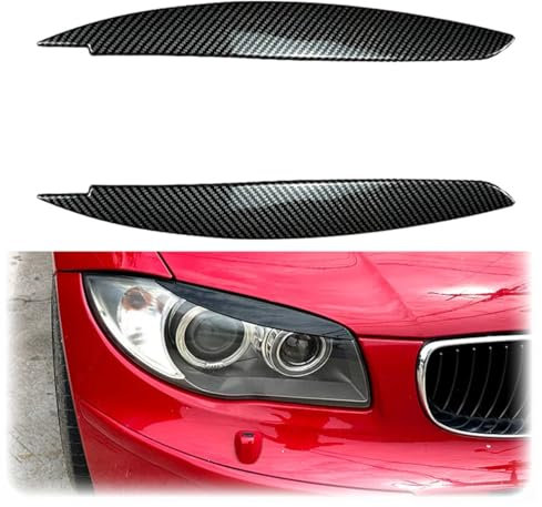 BMIXX Auto-Kopf-Licht-Lampen-Augenbrauen Decken Scheinwerfer-Lippen-Brauen-Aufkleber ab, für BMW 1 Series E81 E82 E87 E88 2004-2014,B-Glossy-Black