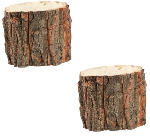 BESPORTBLE Driftwood Planter 2pcs Candlestick Wine Barrel Wooden Vase Bucket Wood Boxes Dried Stand Bucket Basin Pen Holder Planting Pot Tree Stump Rural Bark Wedding Desk Decorate
