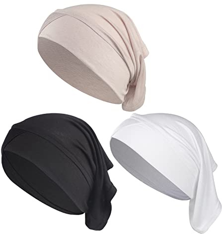 JIAHG 3pcs Bonnets sous Hijab en Coton Doux et Respirant Turban Femme Musulmane Arabe Africaine pour Toutes Saison Chapeau Perte des Cheveux Undercap Bonnet de Nuit
