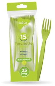 Forchette in plastica riutilizzabile colore verde mela - la confezione comprende 15 forchette