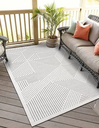 MY-RUG Outdoor Teppich wetterfest 100 x 160 cm, UV beständig & robust für Garten Terrasse, Balkon Küche & Wohnzimmer, kurzflor waschbarer Wohnzimmerteppich, Audrey