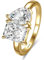 Yaresul Toi Et Moi Ring Damen Ringe Silber 925 14K Vergoldet Verlobungsring Damen 1,5ct 6x8mm Doppelstein Ring Birne Geschnitten Kubischer CZ Hochzeit Ewigkeitsring, Größe 60(19.1)