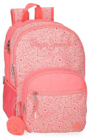 Pepe Jeans Nahid Zaino scuola doppio scomparto rosa 32x44x22 cm Poliestere by Joumma Bags, Rosa, 32x44x22 cms, Zaino scuola doppio scomparto