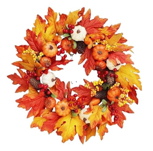 Autumn Wreath Farmhouse Garland Fall Pumpkin Wreath Harvest Front Door Wall Hanging Christmas Halloween Home Decoration