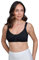Chums Ladies Cotton Rich Wide Strap Front Fastening Bra Wireless Full Coverage, Adjustable Straps Hook and Eye Fastenings Black 38E