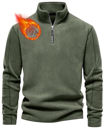Aoouekul 2026 Herren Fleece Pullover Herbst Winter Microfleece Sweatshirt Warmes Half Zip Winterpullover Fleecepullover Männer