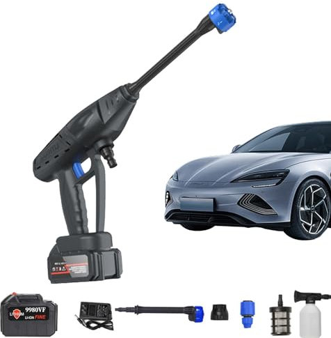 Laveuse électrique sans Fil, Machine de Nettoyage de Voiture électrique, laveuse électrique sans Fil, Lave-Auto Haute Pression portatif, Pratique et Portable pour vélo et Automobile