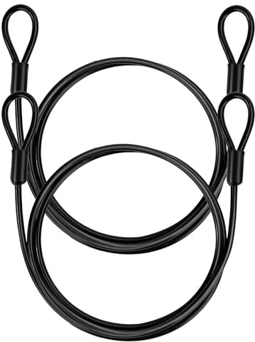 Alriedy Lot de 2 câbles de sécurité à boucles - 1 m de long - 4 mm de long - Avec œillets - Gaine en plastique - Pour câble antivol - Remorque de vélo - Câble de sécurité robuste avec une grande