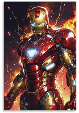EVMILA Iron Man Poster, Dekoratives Gemälde, Leinwand, Wandkunst, Wohnzimmer, Poster, Schlafzimmer, Gemälde 20x30inch(50x75cm)