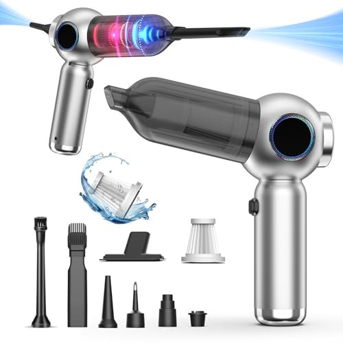 YYYuYong 20000Pa Aspirapolvere per Auto,6000mAh Ricaricabile Aspirabriciole e Soffiatore,Mini aspirapolvere senza fili Potente per Auto,Capelli, pulizia casa