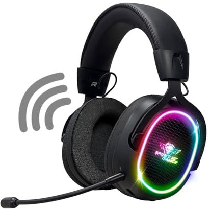Spirit of Gamer - XPERT H1200, Cuffie Gaming Bluetooth Senza Fili con Microfono Staccabile, Switch, PC, Mac, Altoparlante Audio Virtuale 7.1, Retroilluminazione RGB, Jack da 3,5 mm, Nero