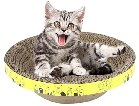Tiragraffi per gatti in cartone – Tavola da grattare per gatti, a di ciotola in cartone ondulato per gatti interni, giocattolo divertente multiuso, protegge pareti, divani, letti
