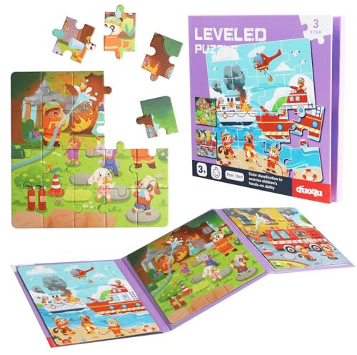 Magnetische Puzzle für Kinder 16-20-25 Teile Magnetpuzzle ab 3 Jahre Kinderpuzzle Lernspielzeug Kleinkinder Reisespiele Magnet Puzzle Auto Flugzeug Beschäftigung Geschenk für Mädchen Jungen, Feuerwehr