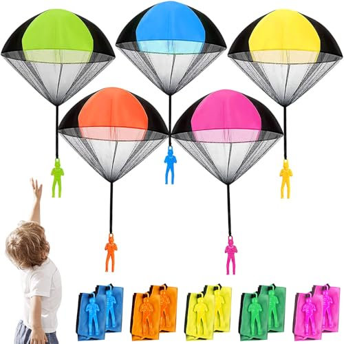 Jovicos Fallschirm Spielzeug Kinder, 10 STK Fallschirmspringer Spielzeug, Outdoor Spiele für Kinder, Fallschirm Wurfspiel Outdoor Spielzeug, Give Aways Mitgebsel Kindergeburtstag Gastgeschenke