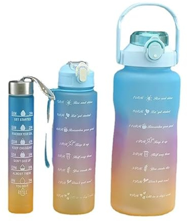 PlayPal Motivational Water Bottle Set, 3 Pieces, 68/30/9 oz Capacity, Reusable Sports Bottles
