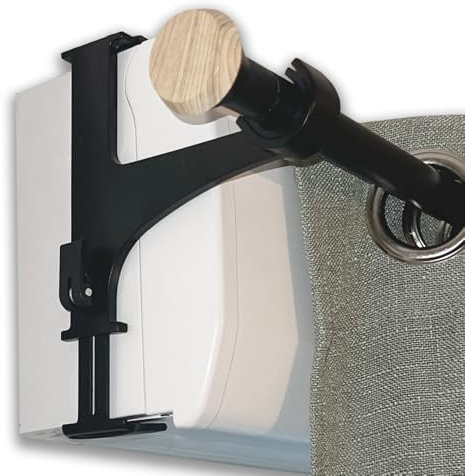 Kit de 2 Supports de Tringle à Rideaux pour Coffre de Volet Roulant, sans Perçage, Acier et Aluminium (Noir Mat)