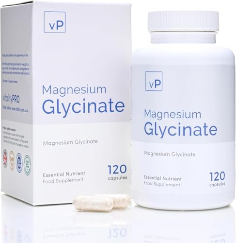 vP Vitality Pro Magnesium Glycinate Supplement, 120 Capsules | 700 mg per Capsule, 98 mg Elemental Magnesium, High Absorption, Unbuffered, Fully Reacted, For Relaxation & Sleep