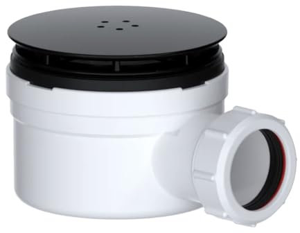 PlumbEZ 40mm Outlet Black Shower Trap - 90mm Shower Drain with Black Mushroom Top, Easy to Clean, 50mm Water Seal, Fast Flow 30 L/Min