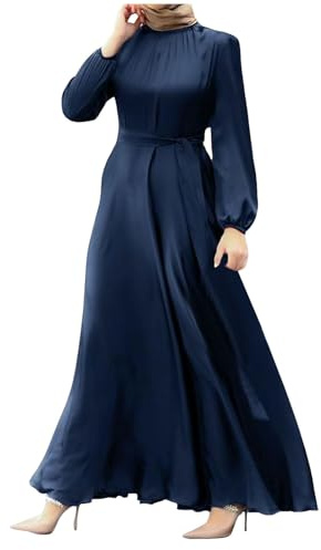 Generisch Muslimische Kleider für Damen Ramadan Outfit Langarm Oberteile Robe Arabisch Islamische Kleidung