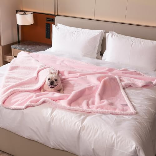 Maidewow Wasserdichte Hundedecke, wendbar, flauschig, Haustierbettbezug, rosa, Welpendecken, auslaufsicher, Sofa, Couch, waschbarer Bezug, Katzen-Haustierdecke, Warm-Rosa, Größe XXL
