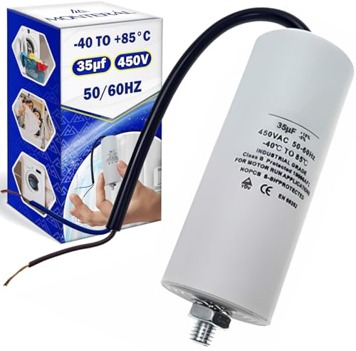 Kondensator mit Kabel für Waschmaschine, 35uF, 450 V, 50/60 Hz, Betriebstemperatur von -40 bis +85 °C. MONTERAL