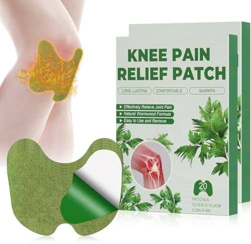 Robofun 40 Stück Wärmepflaster Knie, Pain Relief Patch mit Ingwer & Wermut, Moxibustion Schmerzlinderungspflaster, Wermutpflaster Schmerzpflaster für Knie, Rücken, Nacken und Muskelkater