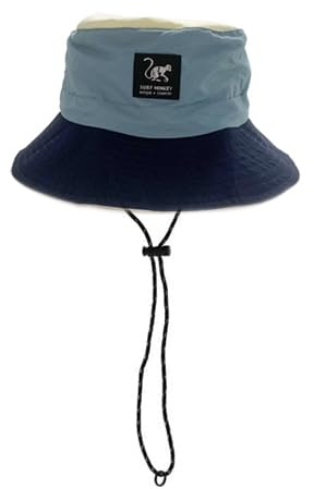 Surf Monkey Boonie Hat Impermeable Hombre/Mujer - Talla única - Sombrero Plegable (FR/ES, Letras, Talla única, Azul/Beige)