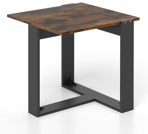 GYMAX quadratisch Beistelltisch, Couchtisch mit T-förmiger Basis & rutschfeste Füße, Kleiner Kaffeetisch für kleine Räume, Sofatischh & Nachttisch für Sofa, Schlafzimmer, 50 x 50 x 50 cm