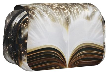 HEBSDFG Doppelschichtiges Flip-Top-Federmäppchen, Kieselstein-Druck, Federmäppchen, Schreibwaren-Tasche, Organizer für Schulbedarf, Reisen und Make-up-Aufbewahrung, Magic Book, Einheitsgröße