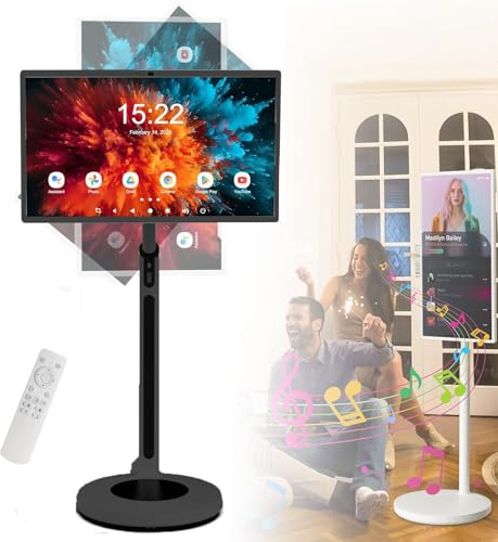 Smart Portable TV on Wheels with Remote Control, 360° Rotation, Wireless Touchscreen Monitor for Home Office & Entertainment