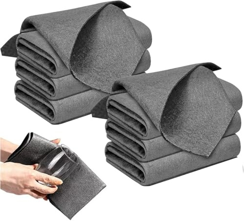 Meunhy 6PCS Thickened Magic Cleaning Cloth for Glass, Reusable Window Cleaning Cloths, Super Soft Premium Streak-Free Washable Cloth Duster for Home, Kitchen, Cars, Glass, Window, 30 X 40 CM