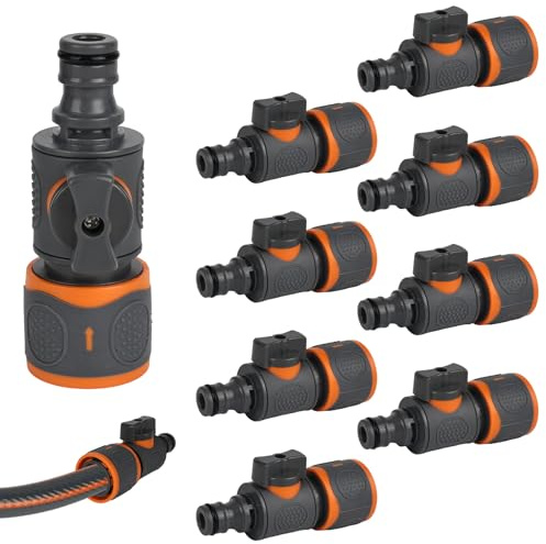 YYTECH Kupplung mit Regulierventil, 8 Stück Gartenschlauch Schnellkupplung, Gartenschlauch Verbinder mit Absperrventil, Schlauchverbinder für 1/2 Zoll Wasserschläuche, Schlauchdüsen